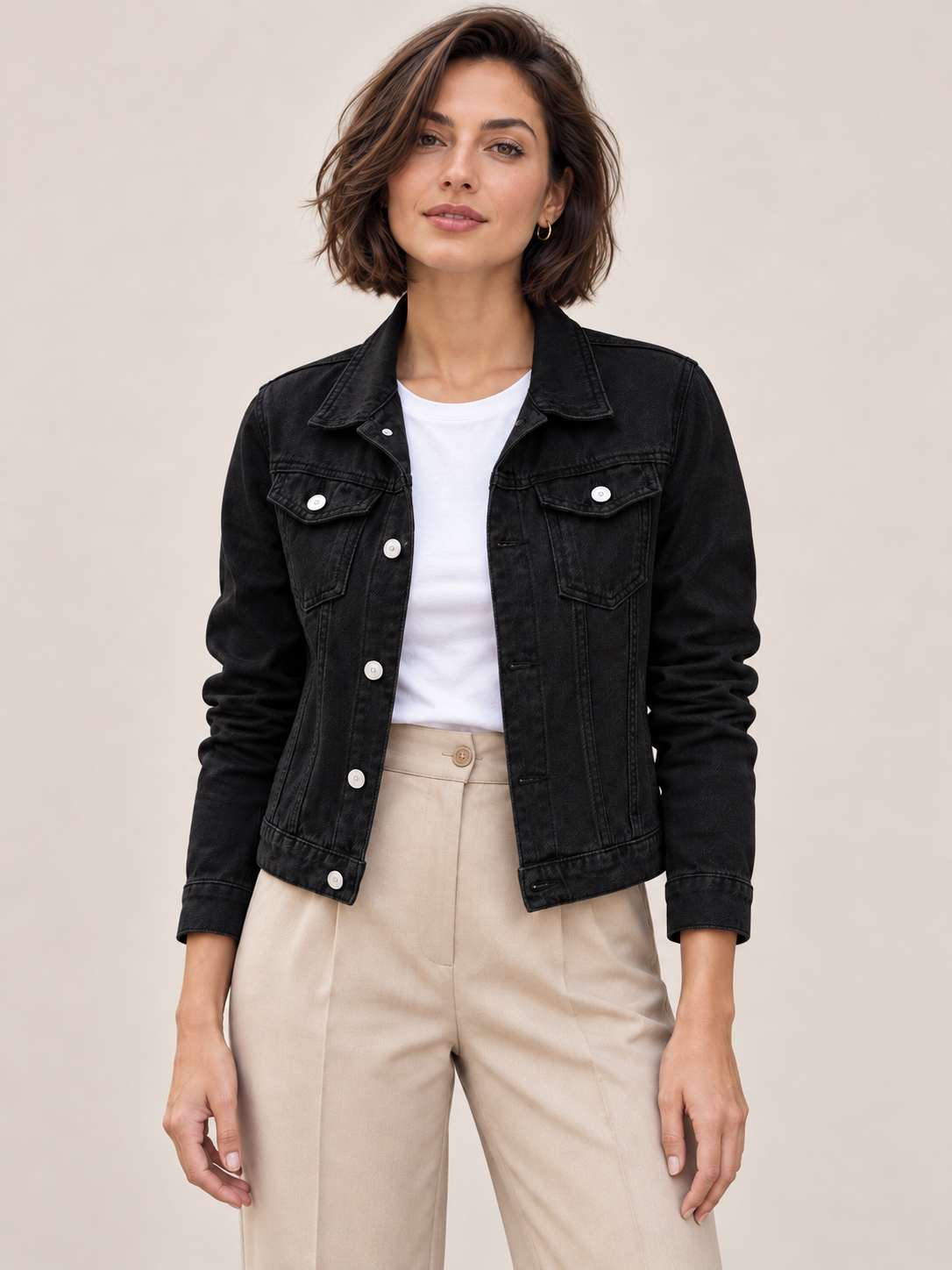 Veste en jean à poches boutonnées — Maëlle