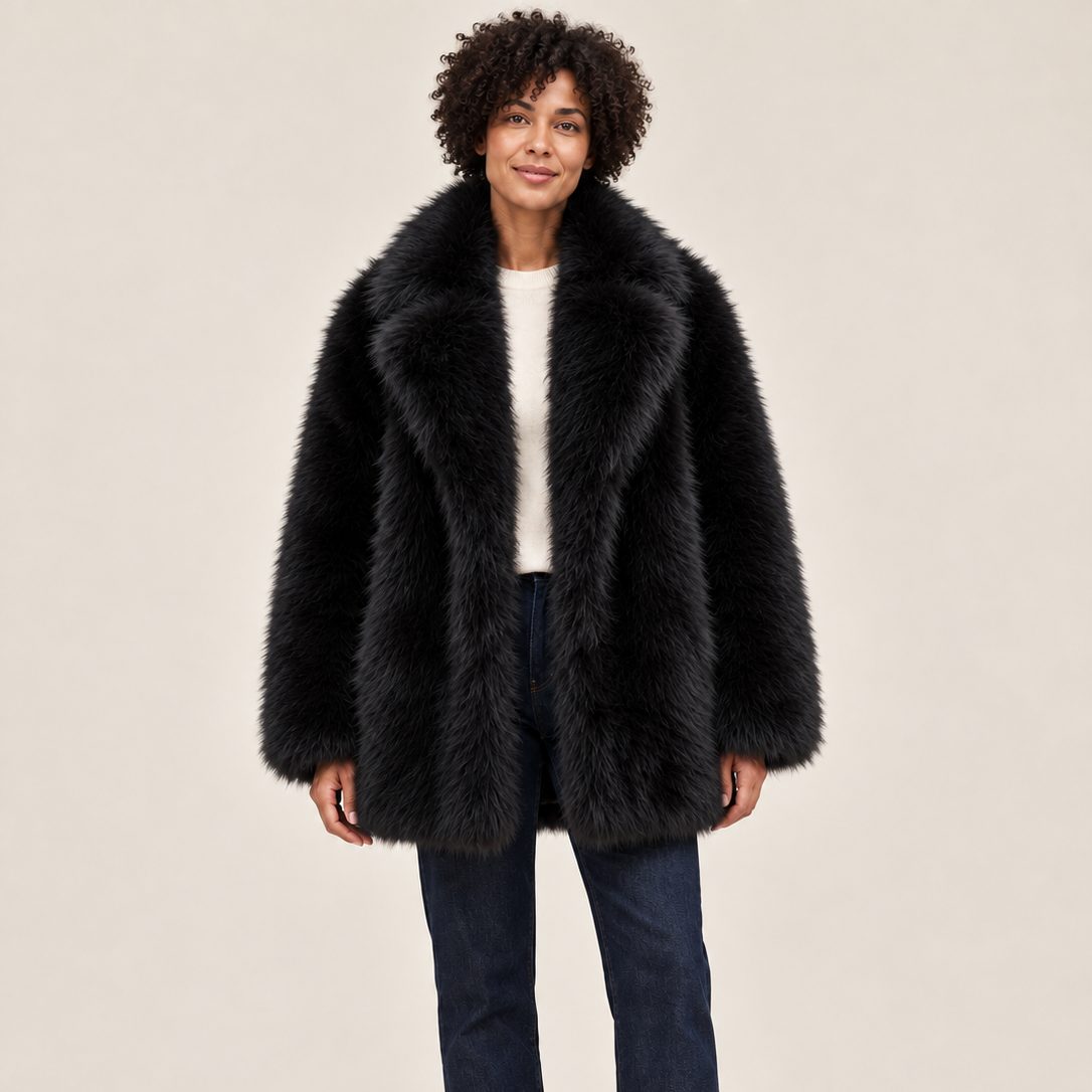 Léontine — Faux fur coat with large collar