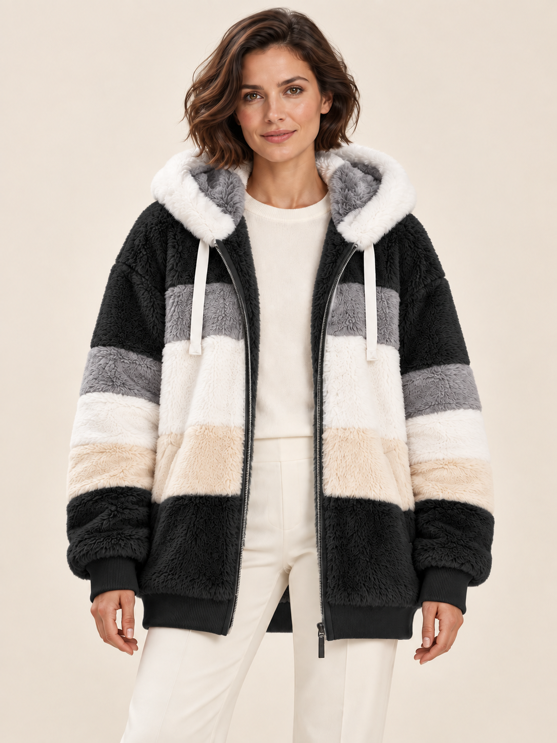 Veste à capuche aspect polaire — Célestine