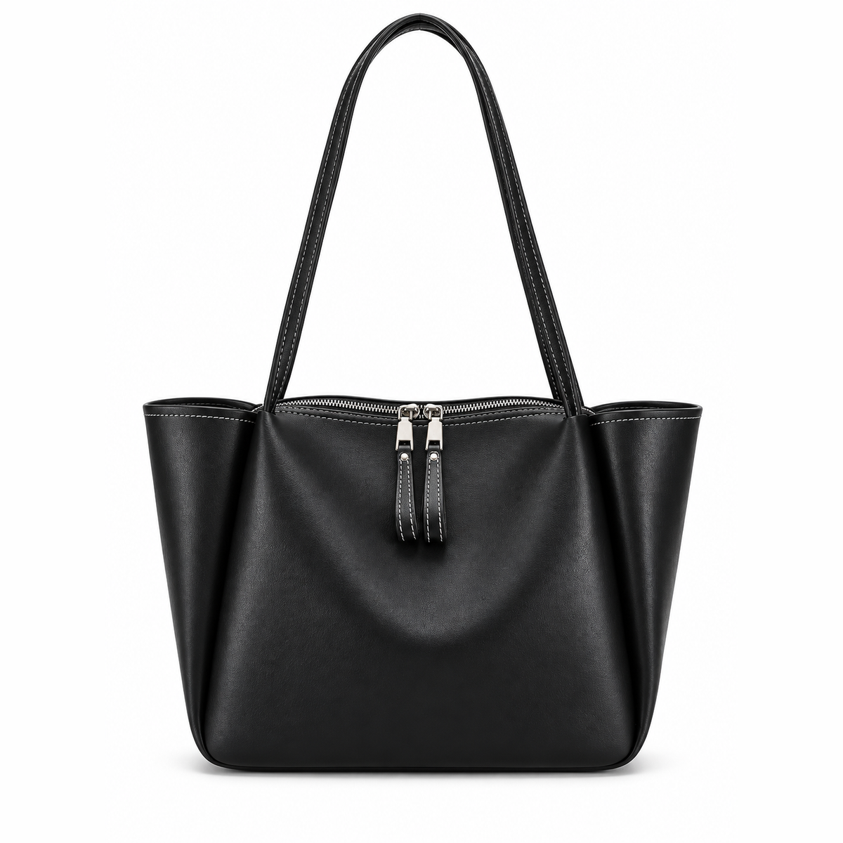 Cabas en cuir à surpiqûres contrastées — Élise