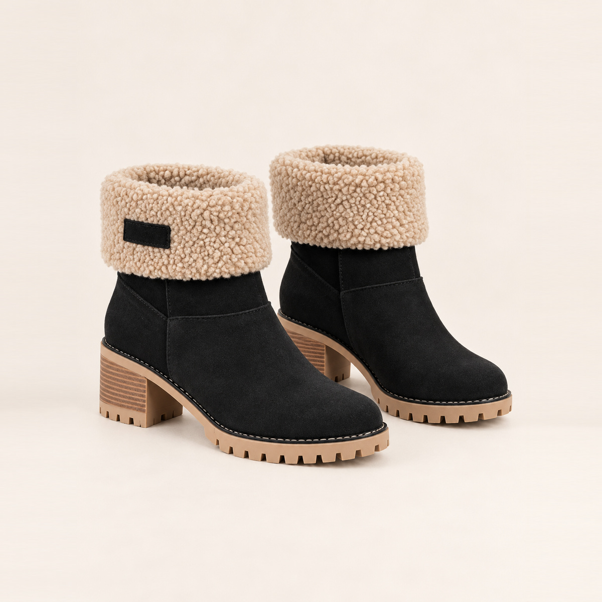 Bottines en suédine à revers bouclé — Florine