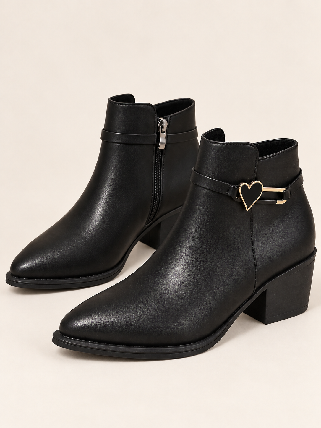 Rosalie — Leather ankle boots with heart detail