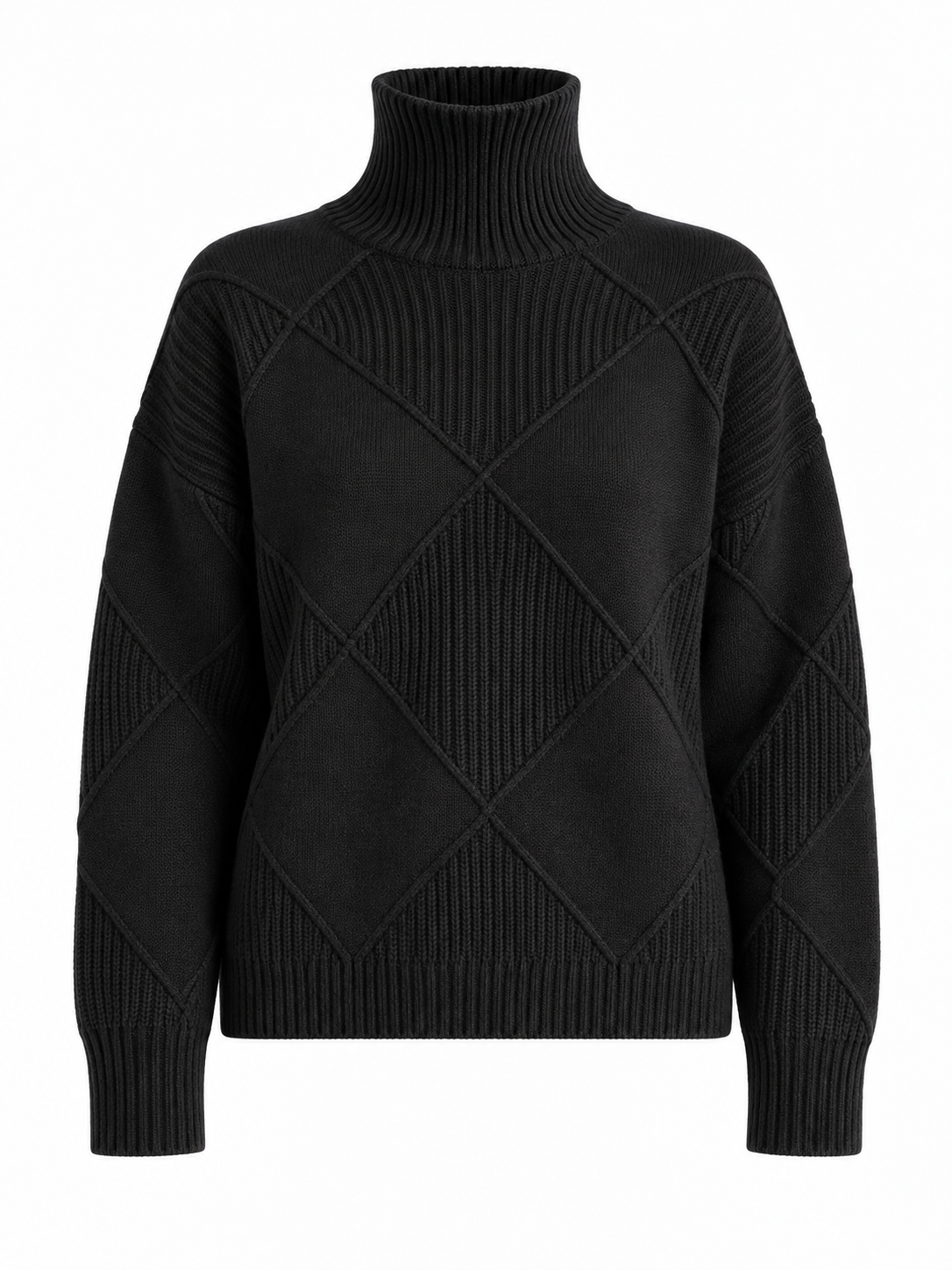 Maglione in lana a rombi con collo alto — Camille