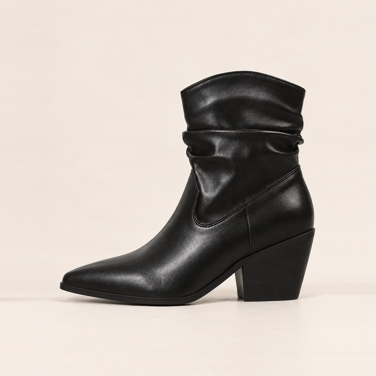 Bottines en cuir à tige plissée — Anaïs