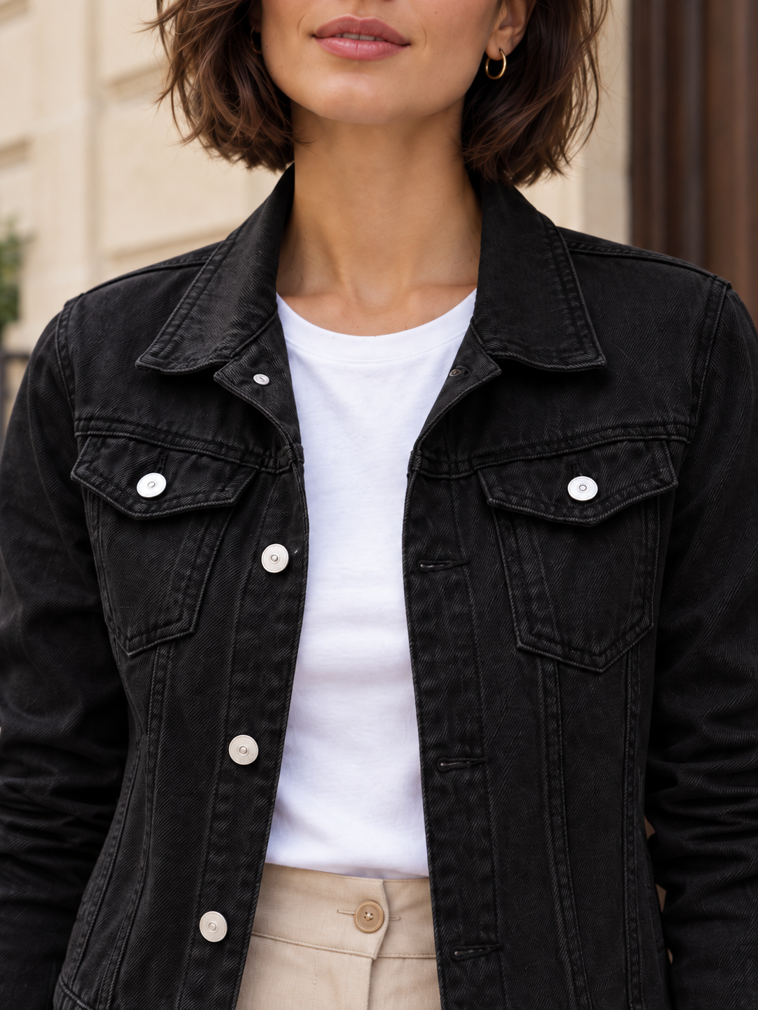 Veste en jean à poches boutonnées — Maëlle