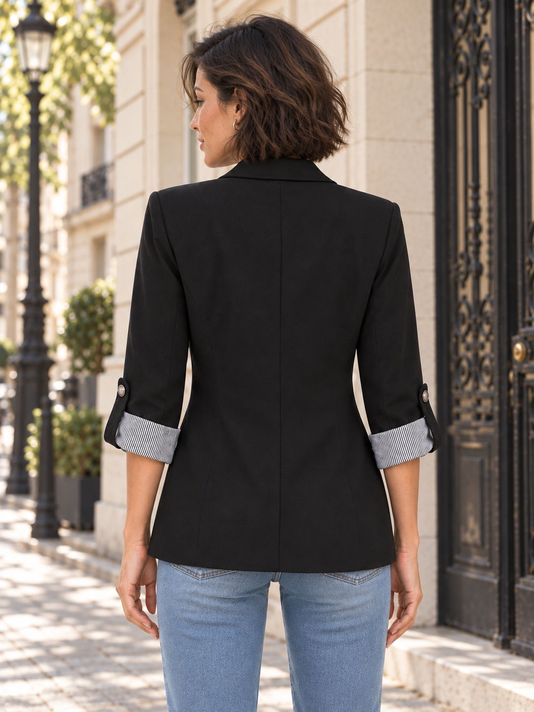 Blazer in lana con revers a righe — Diane