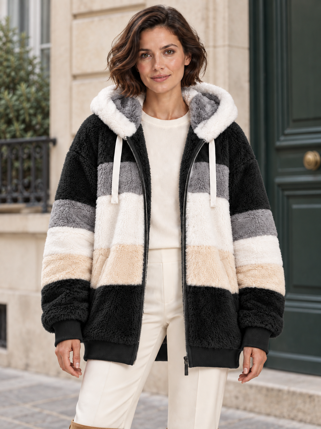 Veste à capuche aspect polaire — Célestine
