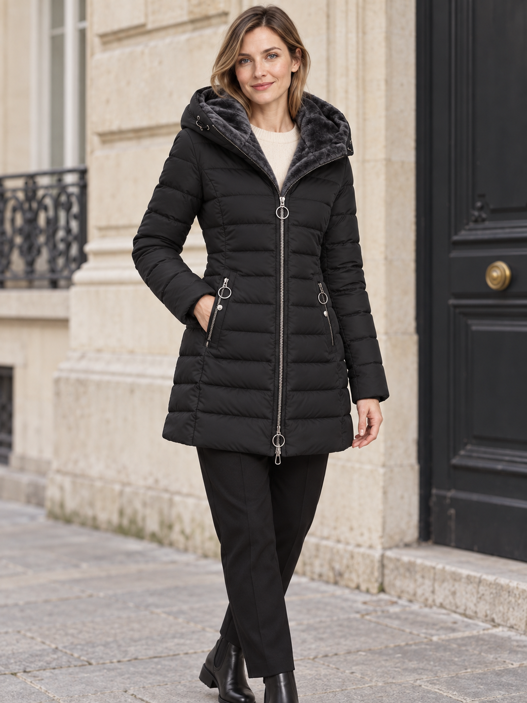 Parka impermeabile con cappuccio foderato — Eugénie