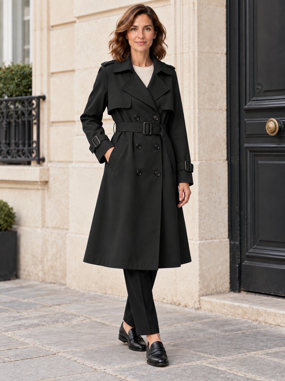 Victoire — Belted mid-length trench coat