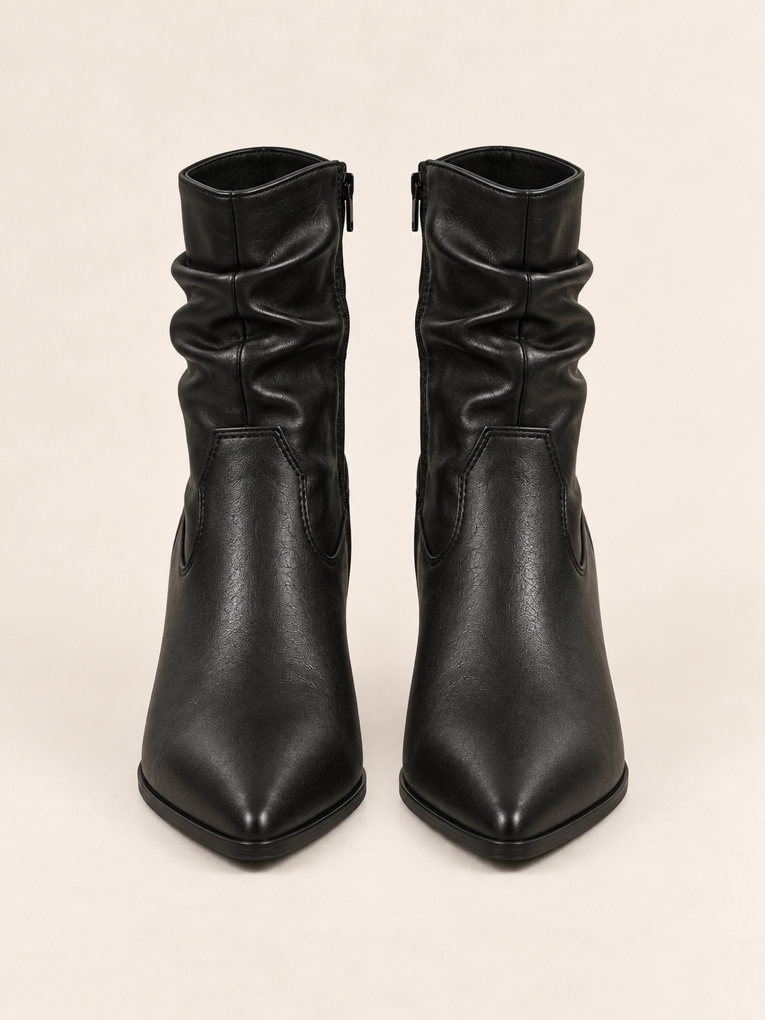 Bottines en cuir à tige plissée — Anaïs