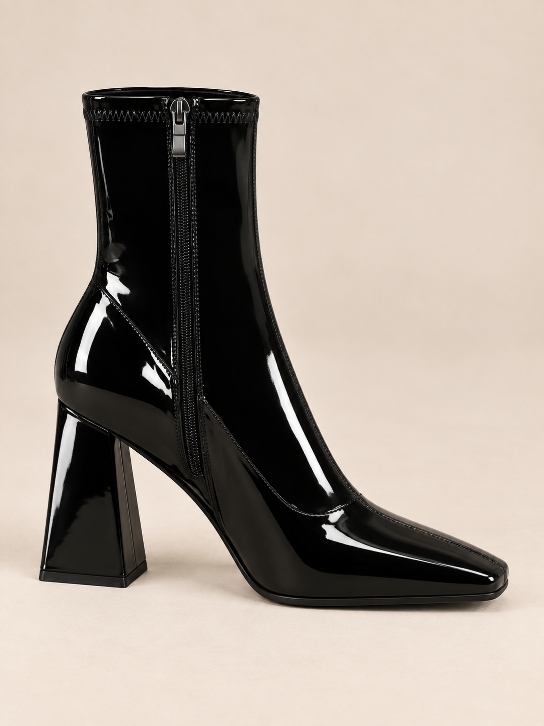 Octavie — Patent leather ankle boots with flared heels