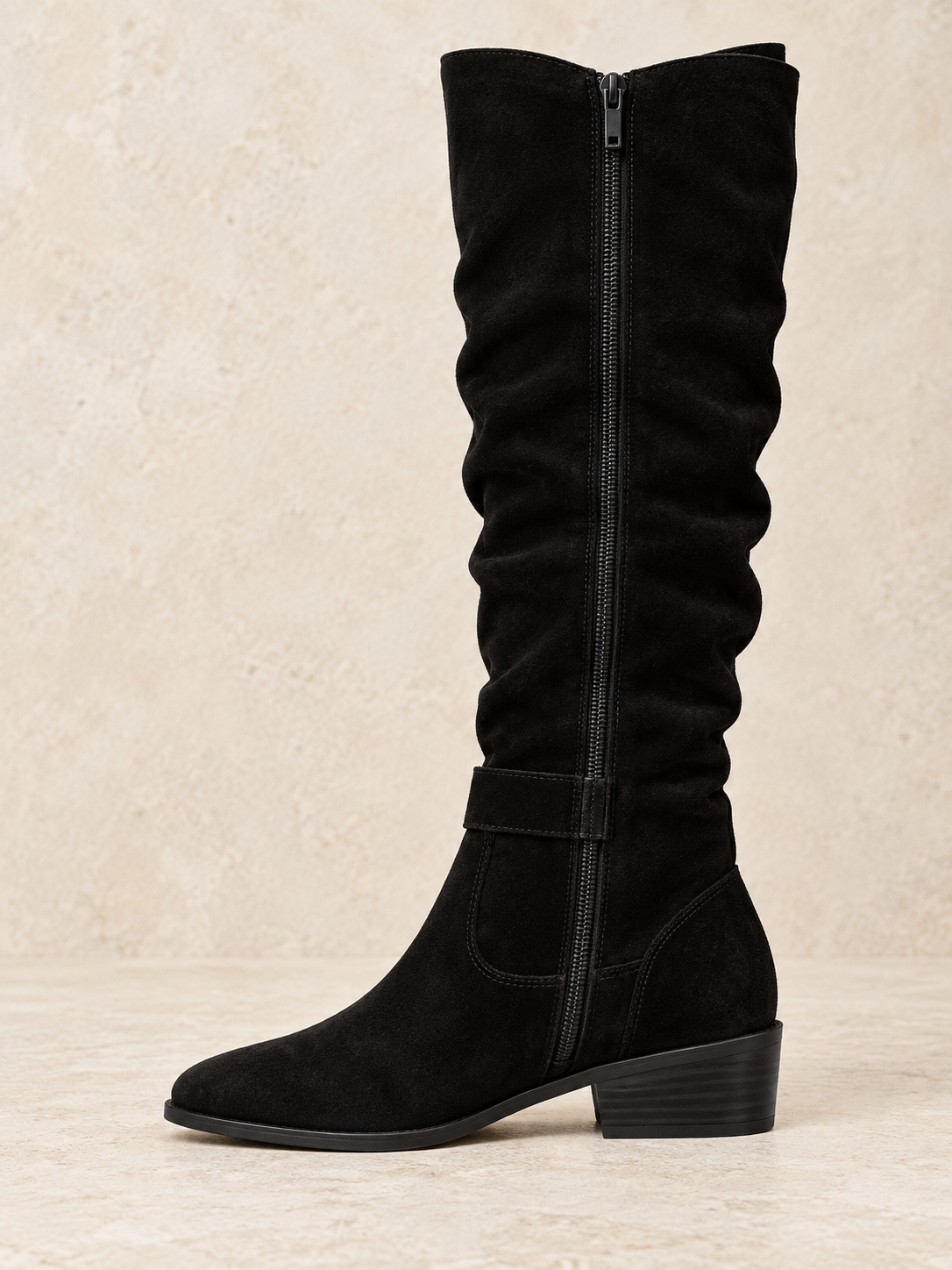 Bottes en suède à tige plissée — Émilie