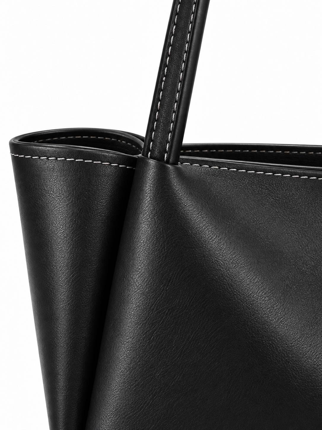 Élise — Leather tote bag with contrast topstitching