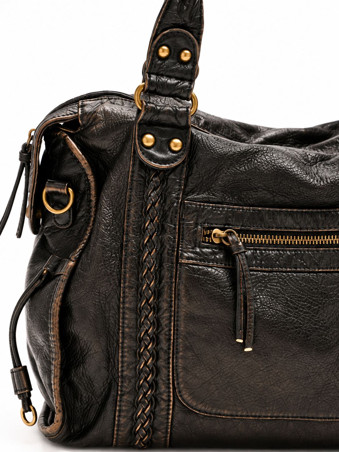 Juliette — Leather bowling bag with braided details