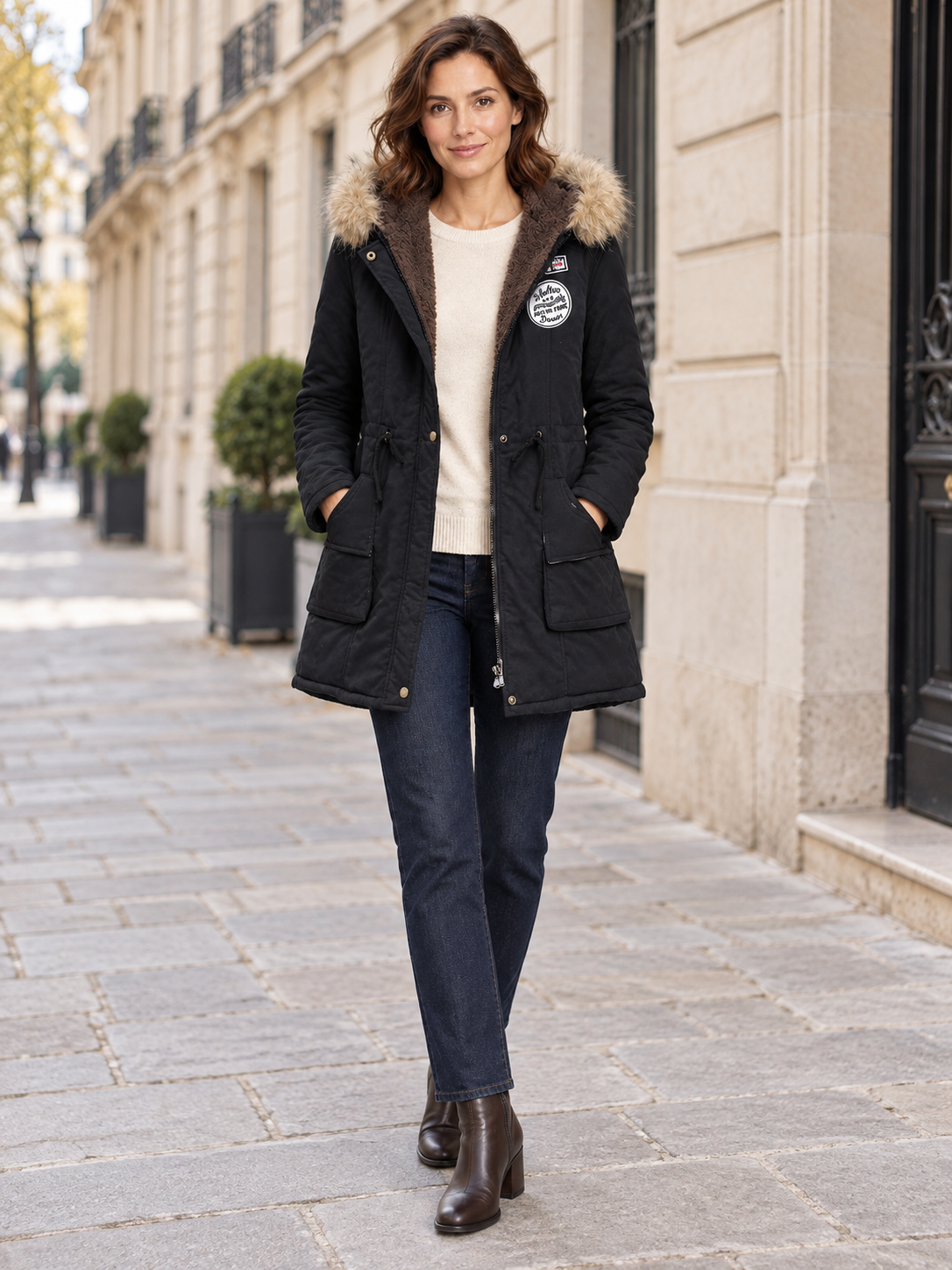 Parka con cappuccio e fodera in pile — Éloïse