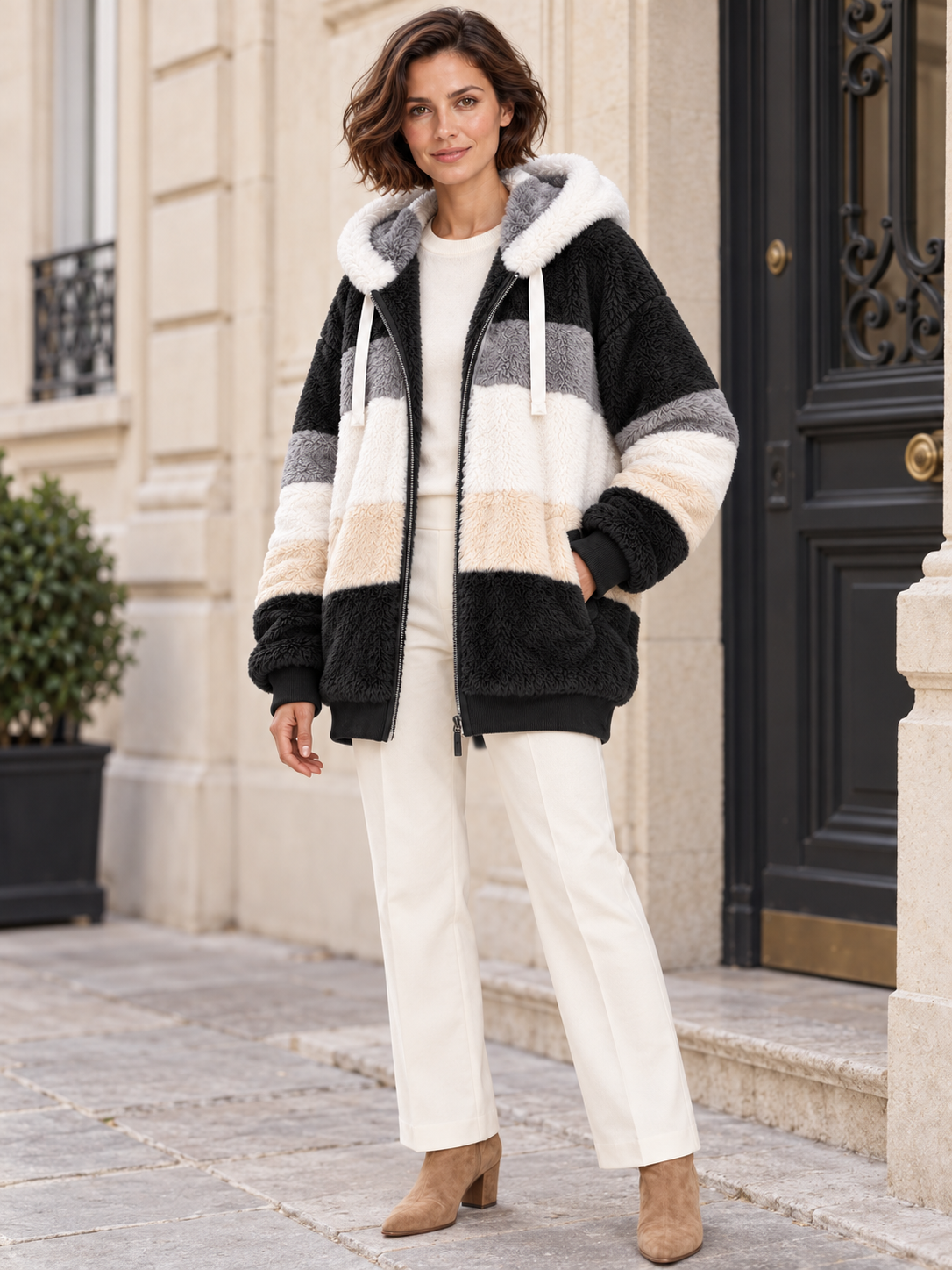 Veste à capuche aspect polaire — Célestine