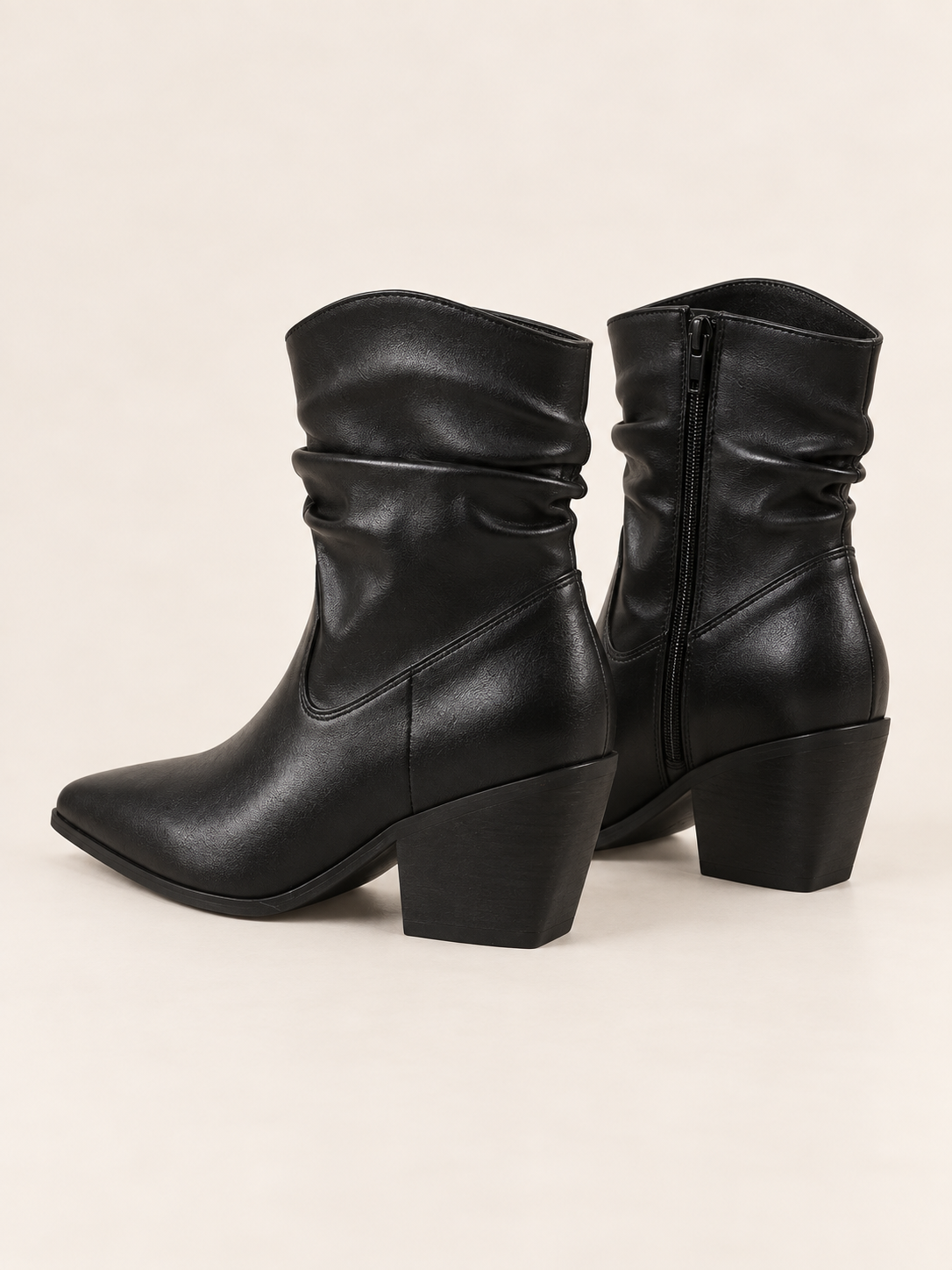 Bottines en cuir à tige plissée — Anaïs