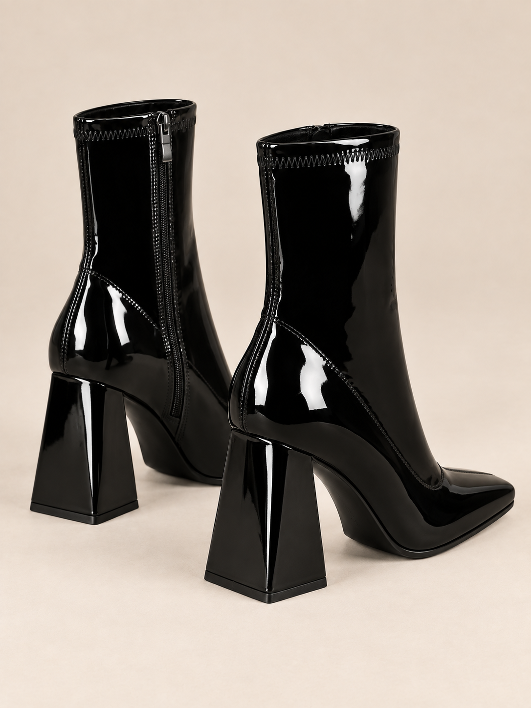 Octavie — Patent leather ankle boots with flared heels