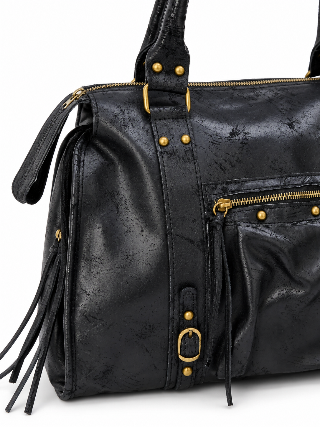 Margot — Leather bowling bag with gold-tone accents