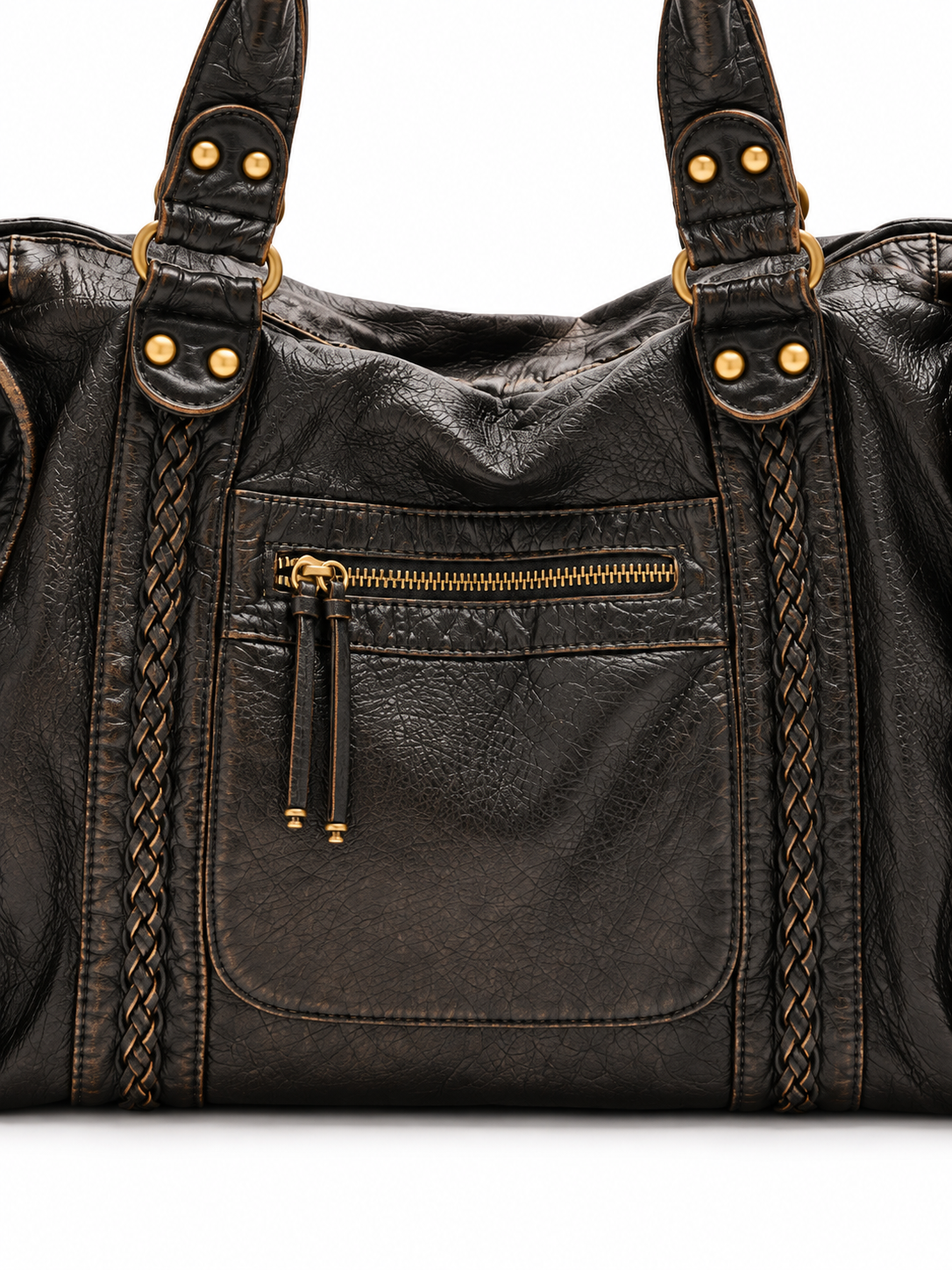 Juliette — Leather bowling bag with braided details
