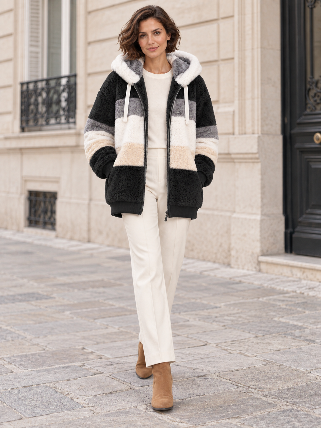 Veste à capuche aspect polaire — Célestine
