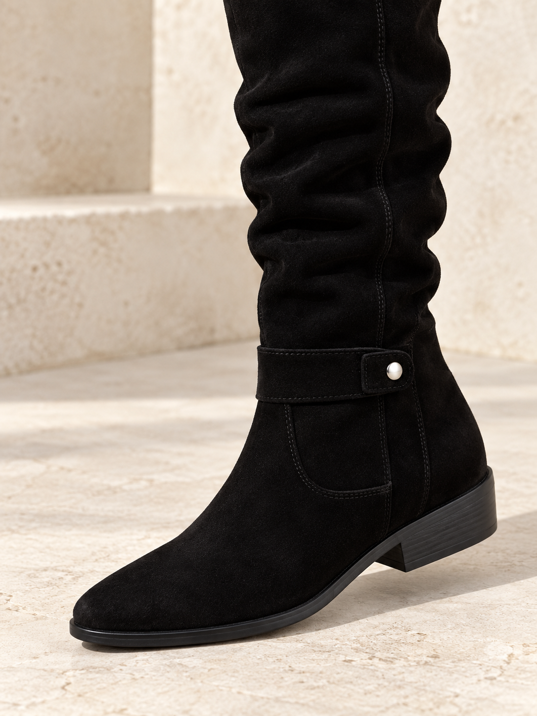 Bottes en suède à tige plissée — Émilie
