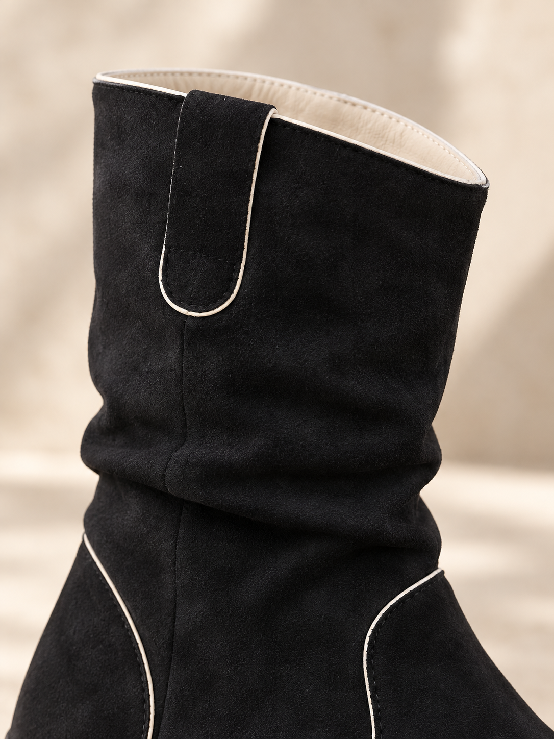 Garance — Suede ankle boots with piped trim