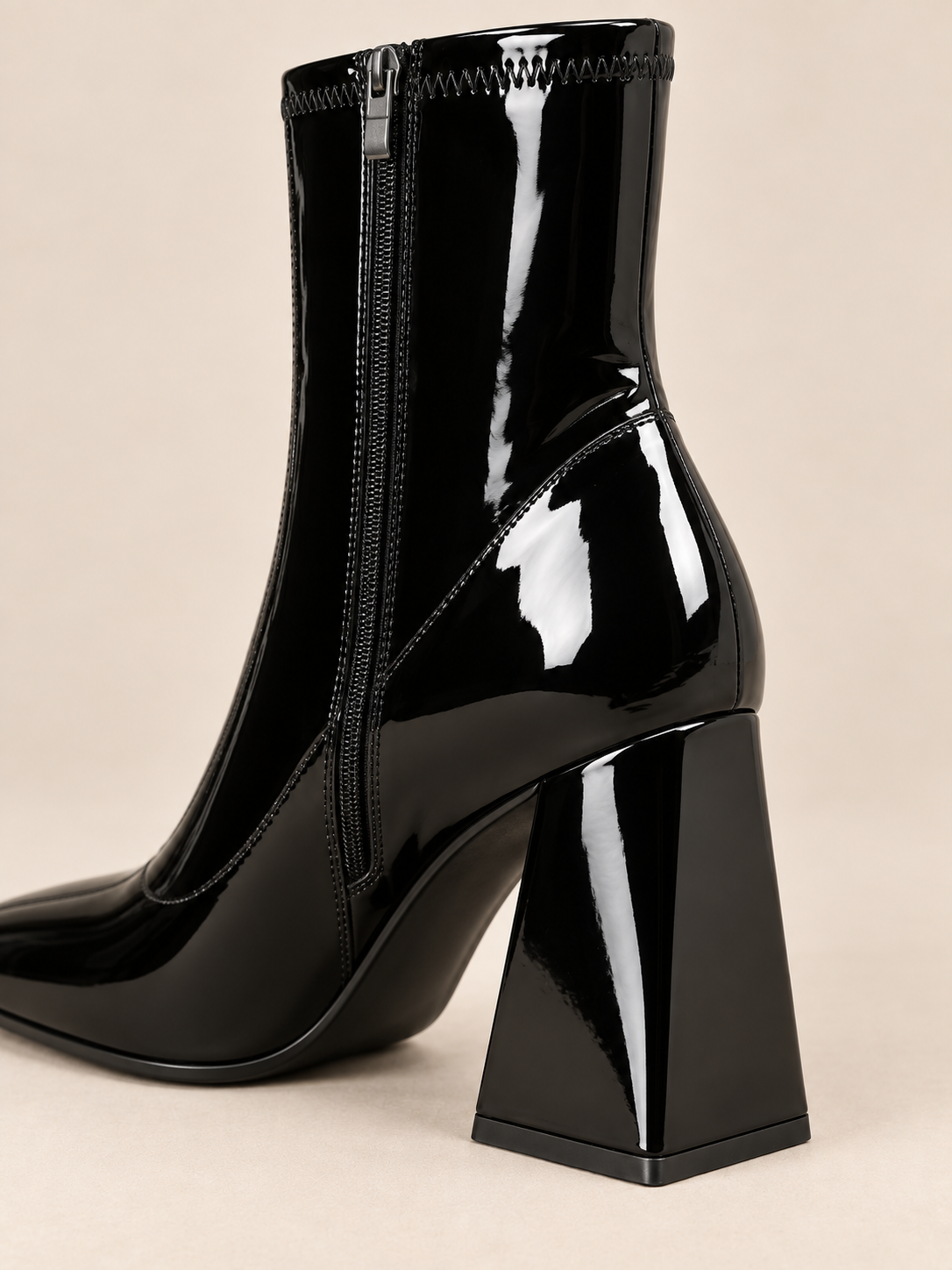 Octavie — Patent leather ankle boots with flared heels