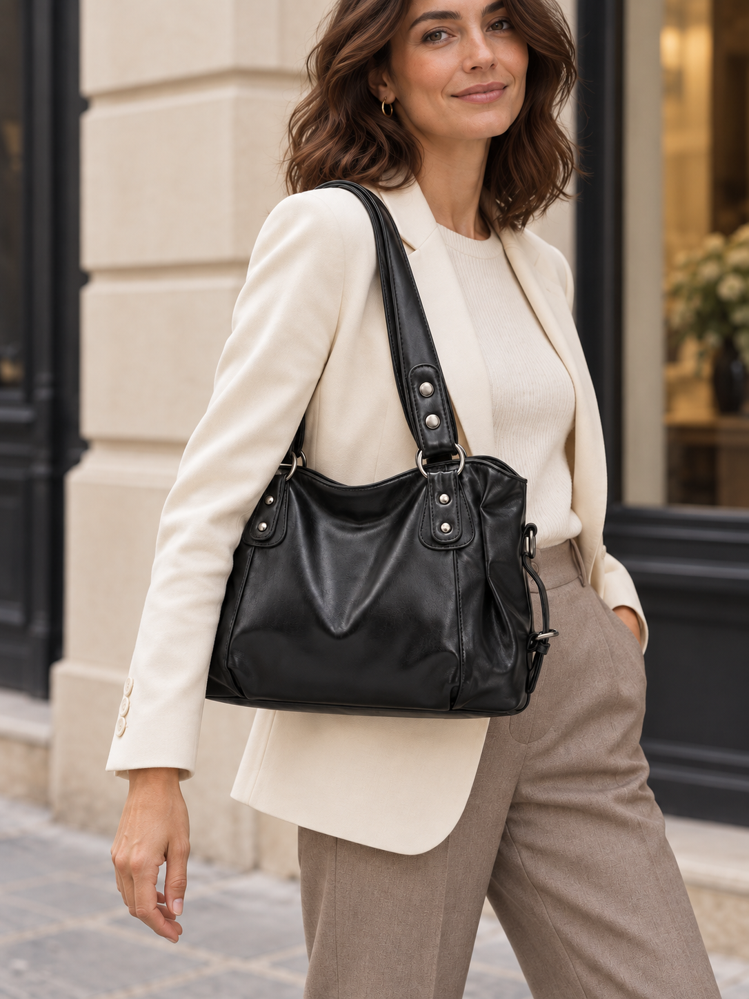 Sac porté épaule en cuir souple — Clémence