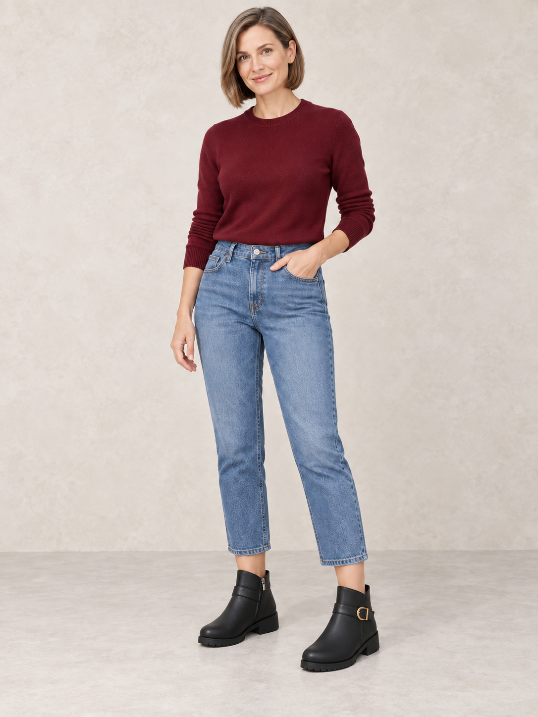 Bottines en cuir à boucle dorée — Pauline