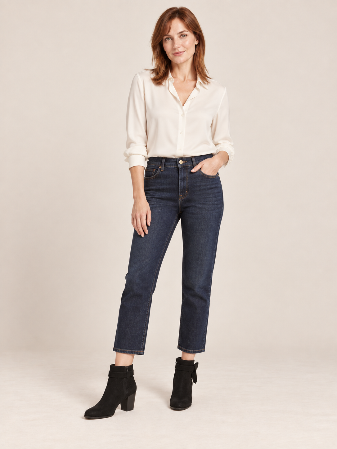 Stivaletti in suede con fiocco laterale — Lucile