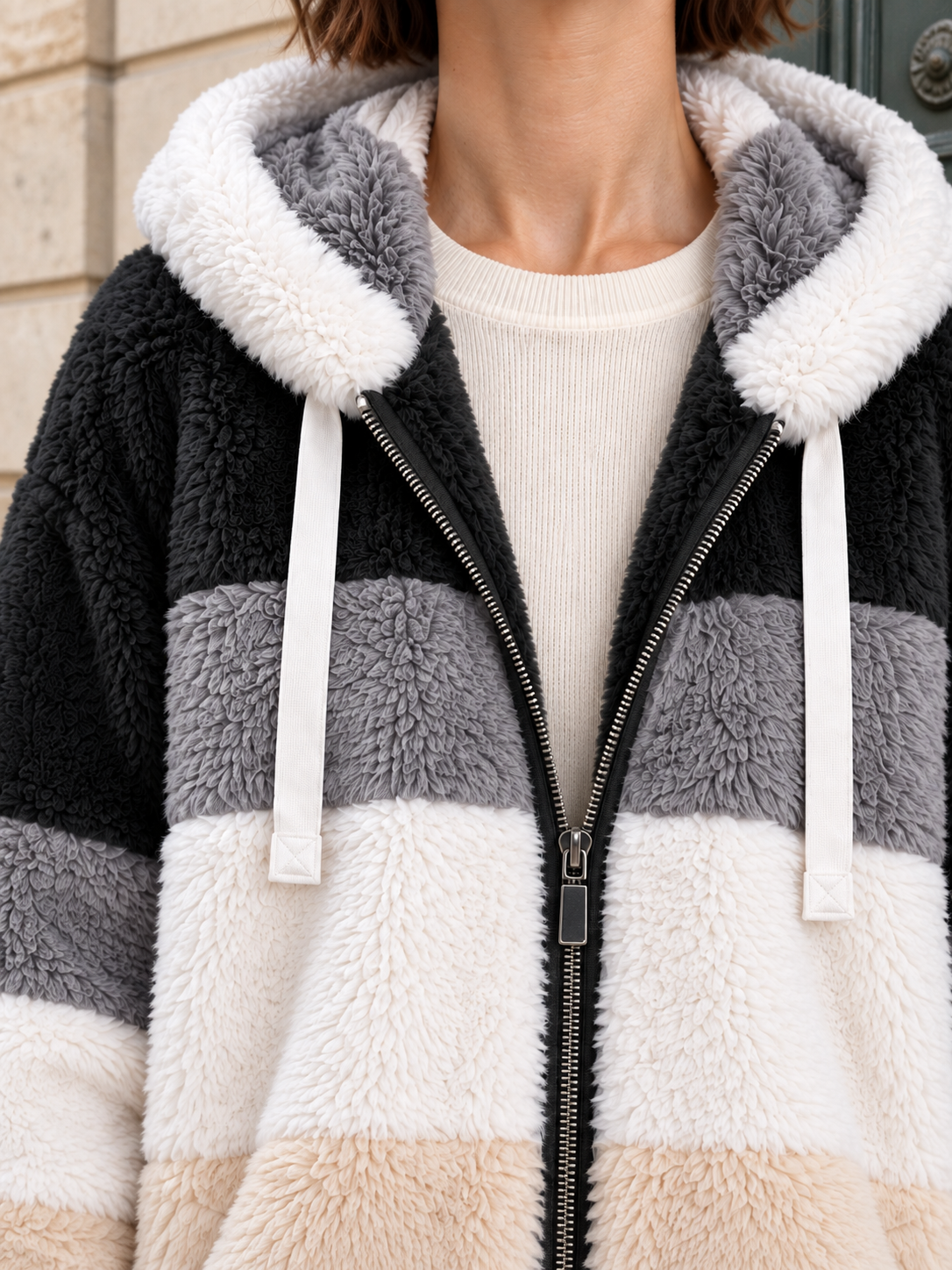 Veste à capuche aspect polaire — Célestine