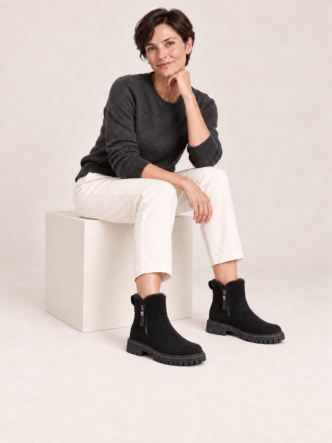 Noémie — Soft-lined faux suede ankle boots