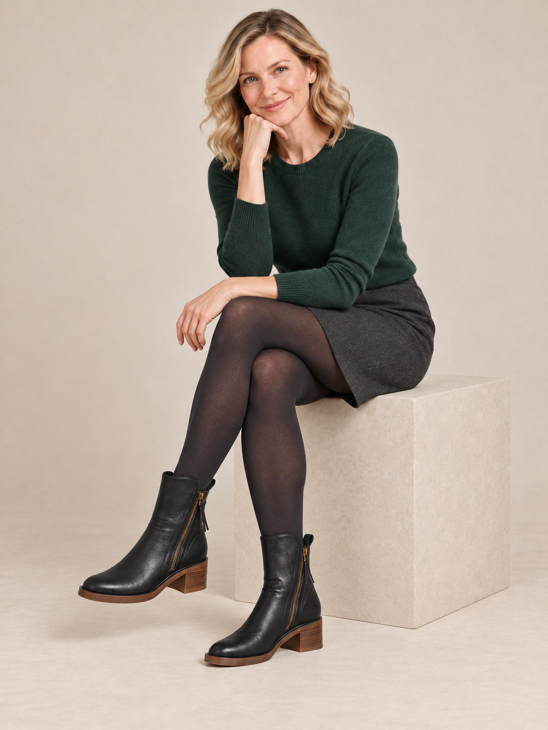 Stivaletti in pelle con zip dorata — Célestine