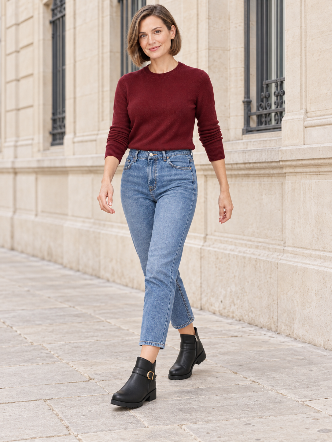 Bottines en cuir à boucle dorée — Pauline