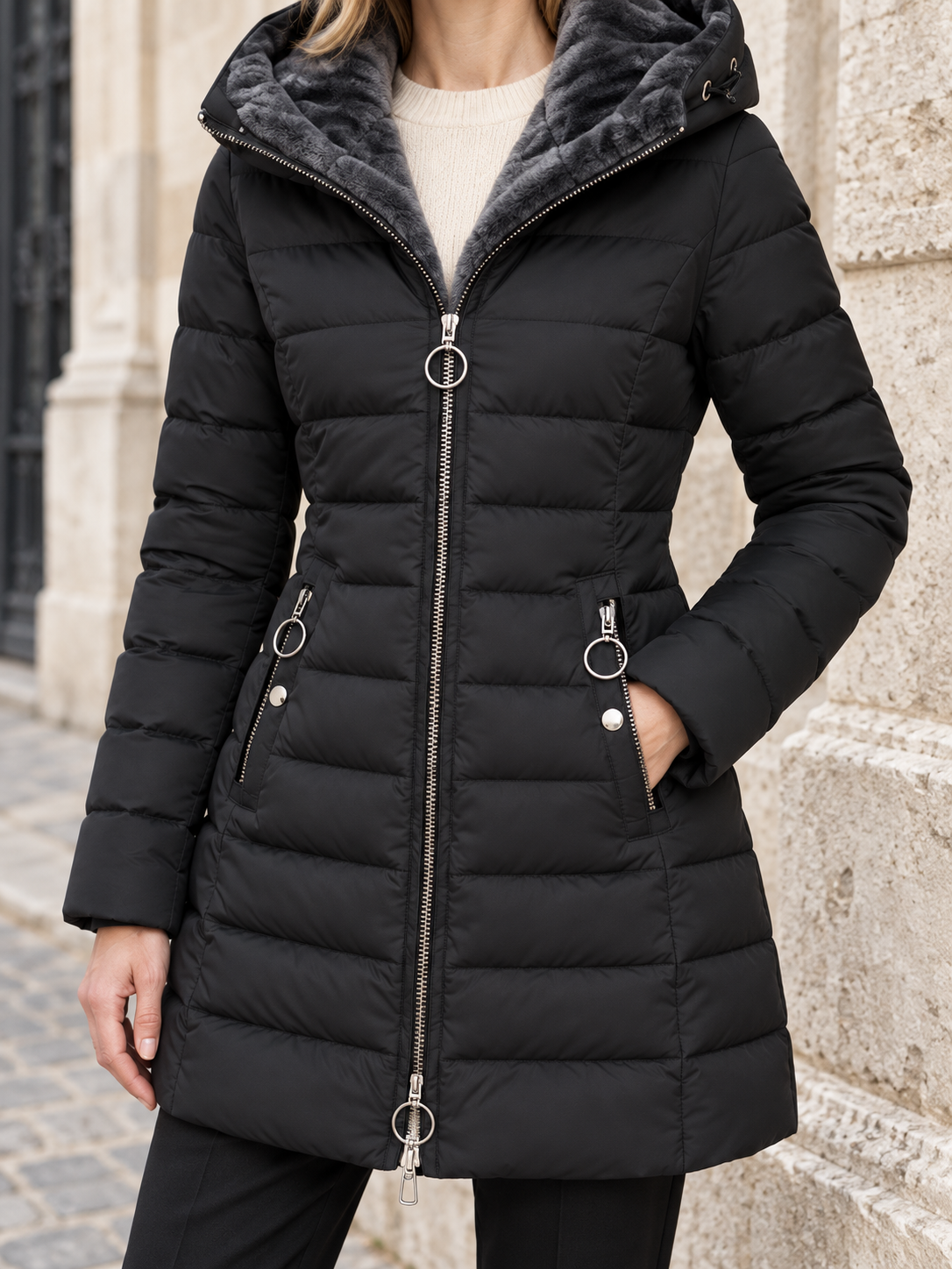 Parka impermeabile con cappuccio foderato — Eugénie