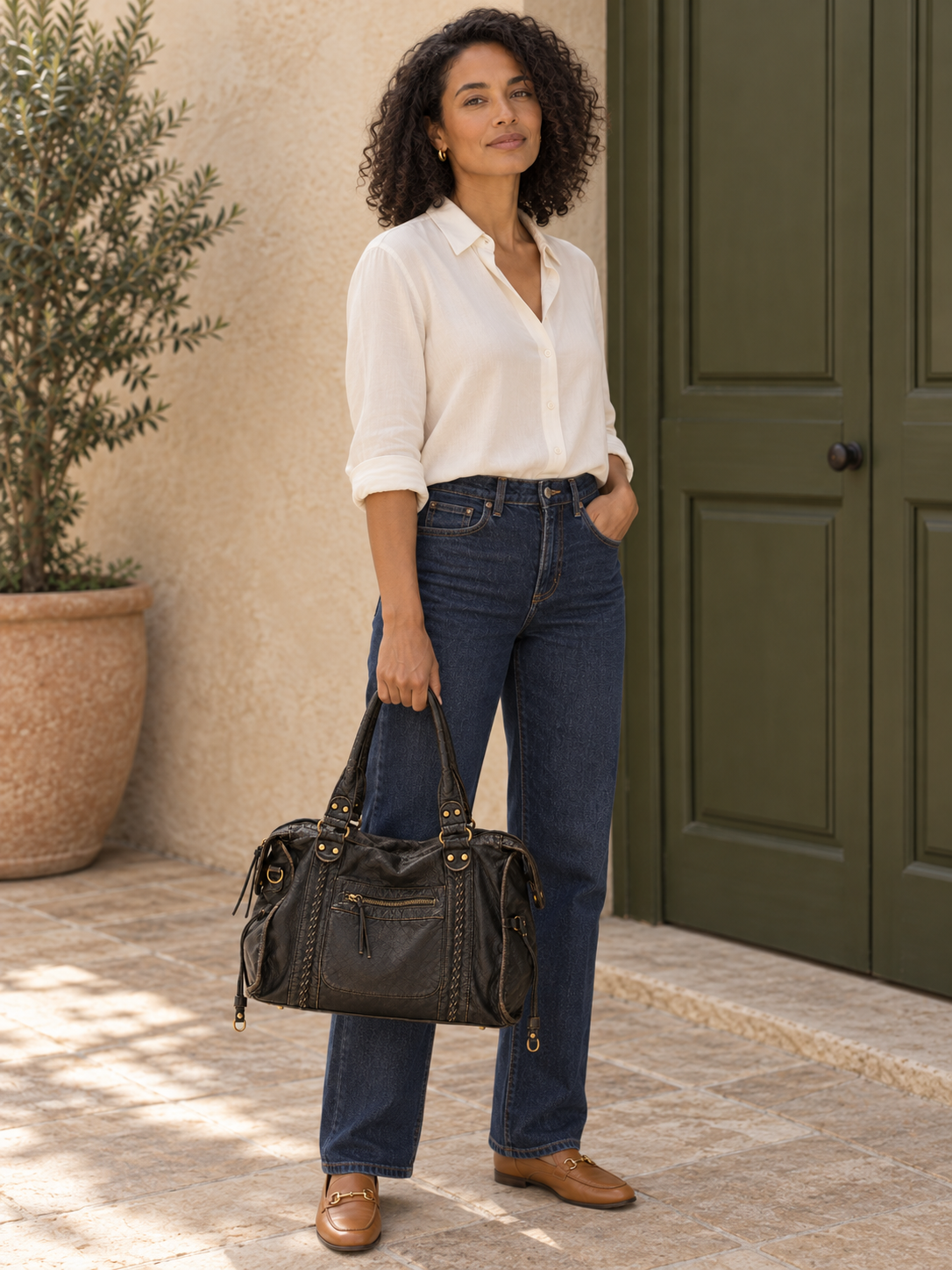 Juliette — Leather bowling bag with braided details