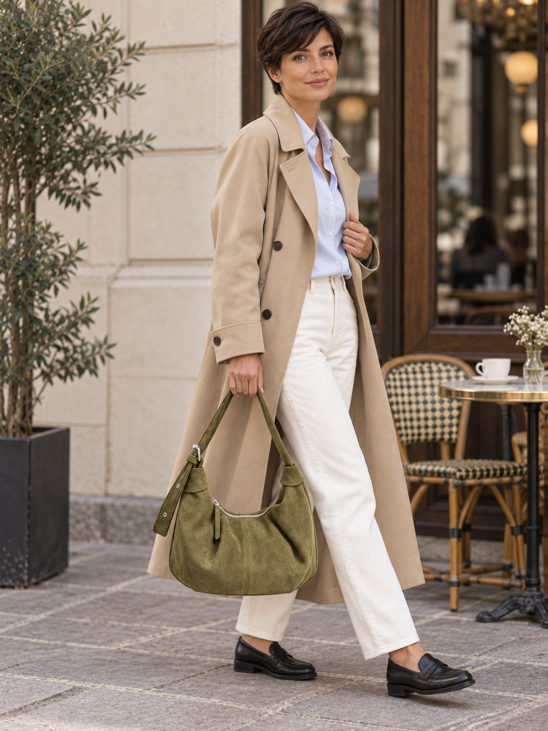 Sac porté épaule en daim — Suzanne