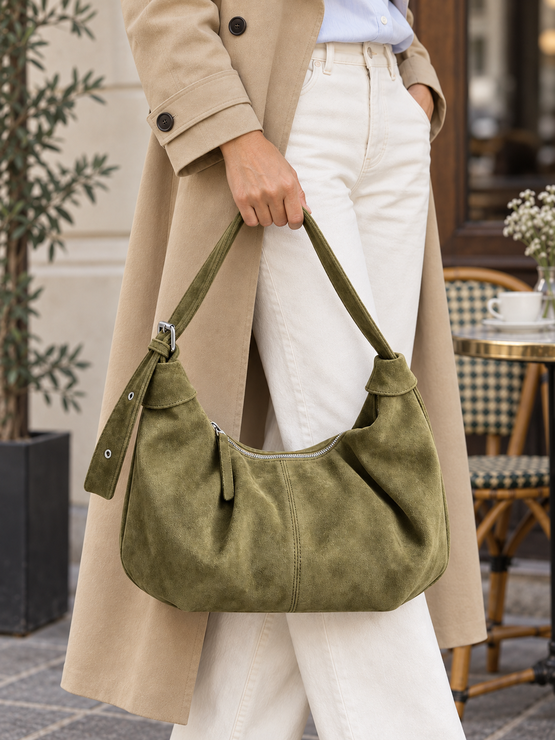 Sac porté épaule en daim — Suzanne