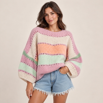 Maglione in lana soffice a righe pastello — Églantine
