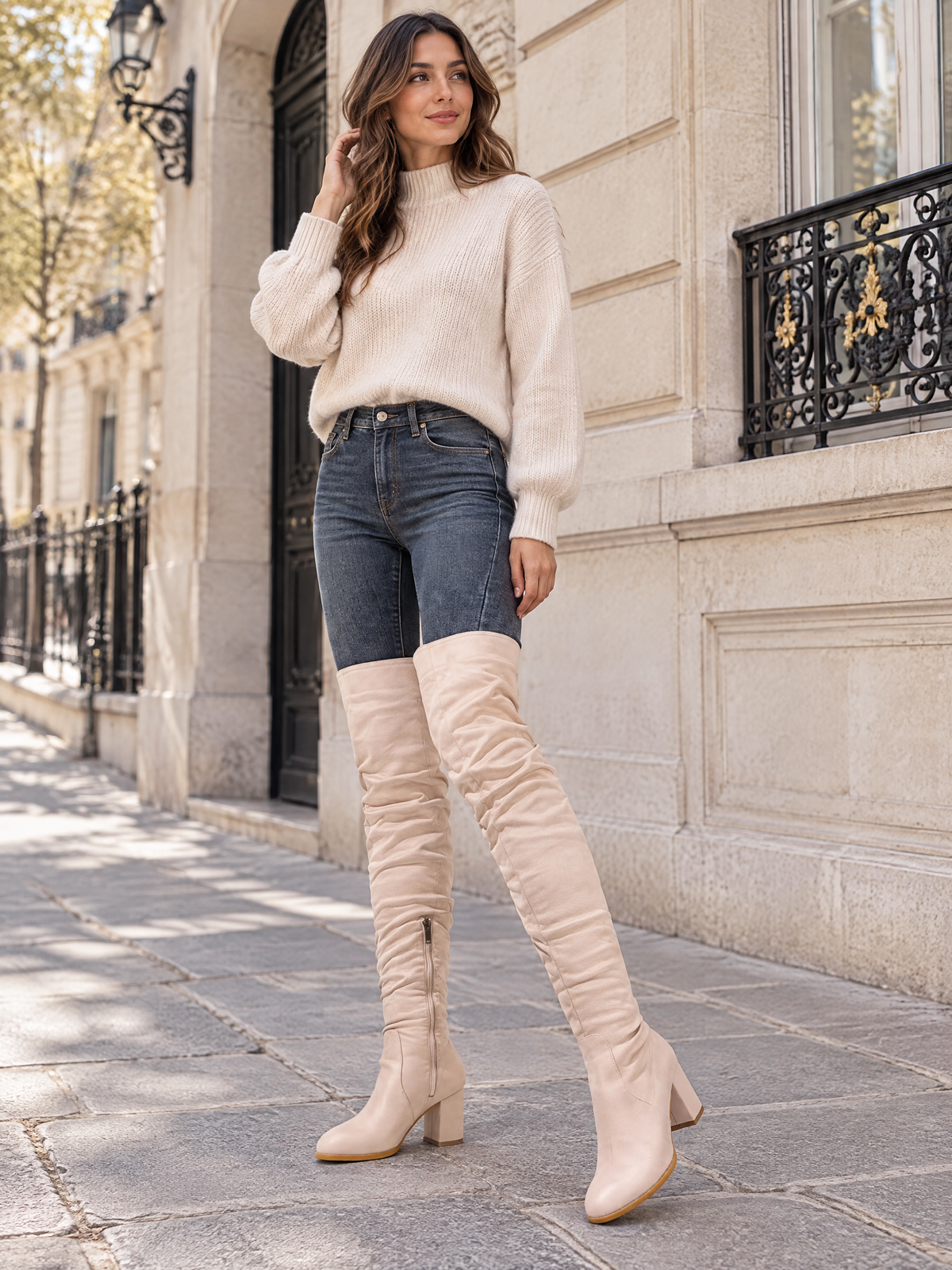 Beige Rosé — 02 — Silhouette debout portée à Paris