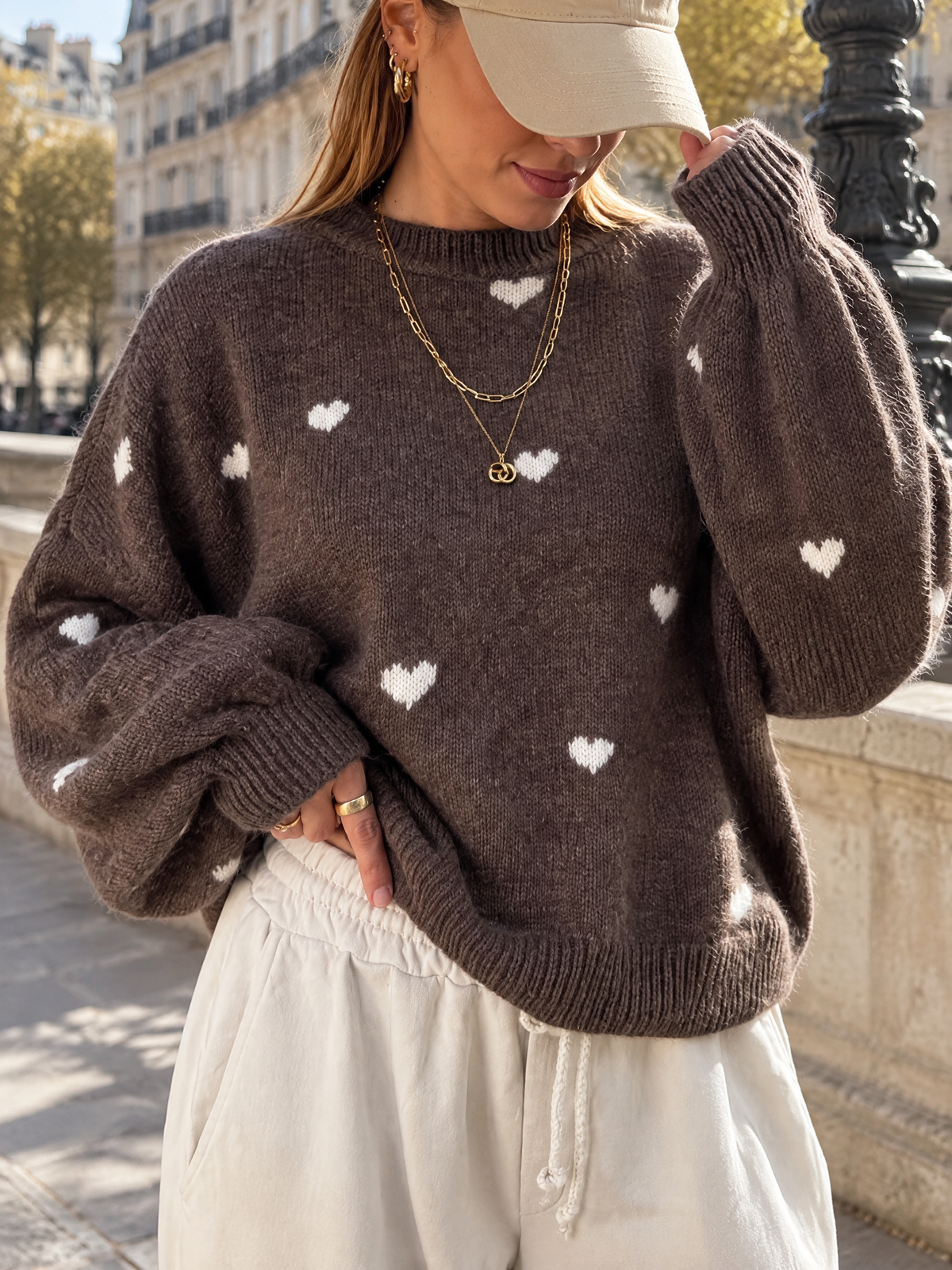 Brun Foncé — 07 - Détail maille et motif cœur