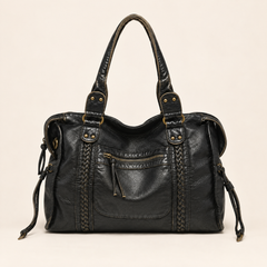 Borsa a spalla in pelle martellata con tasche con zip — Violaine
