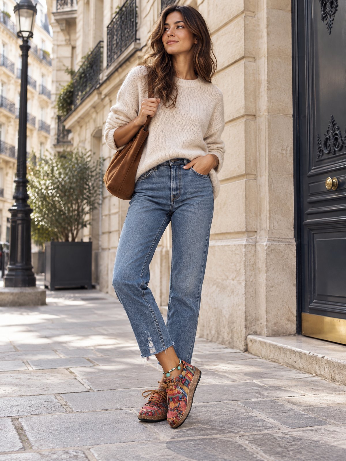Rouge Patchwork — 02 — Silhouette debout extérieure