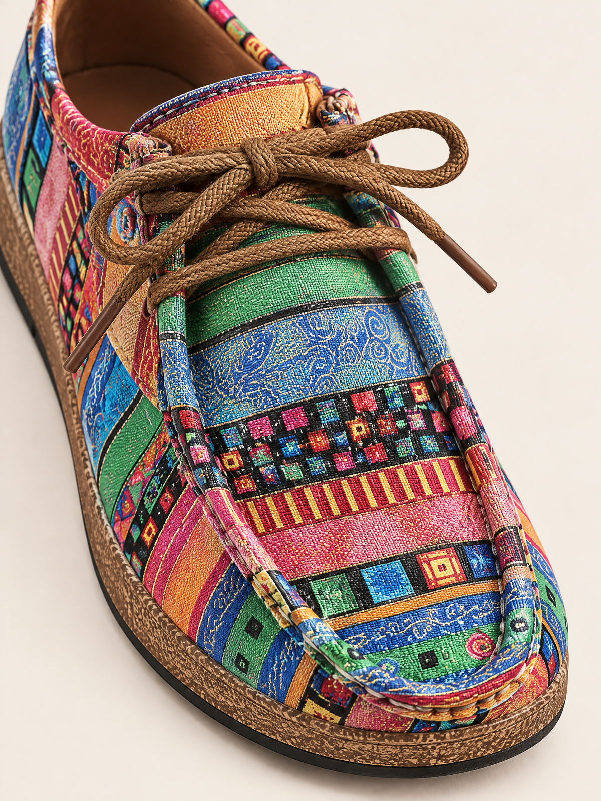 Vert Multicolore — 07 — Détail laçage et motifs