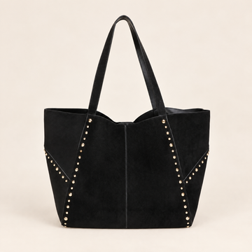 Borsa tote in camoscio con borchie dorate — Maïa