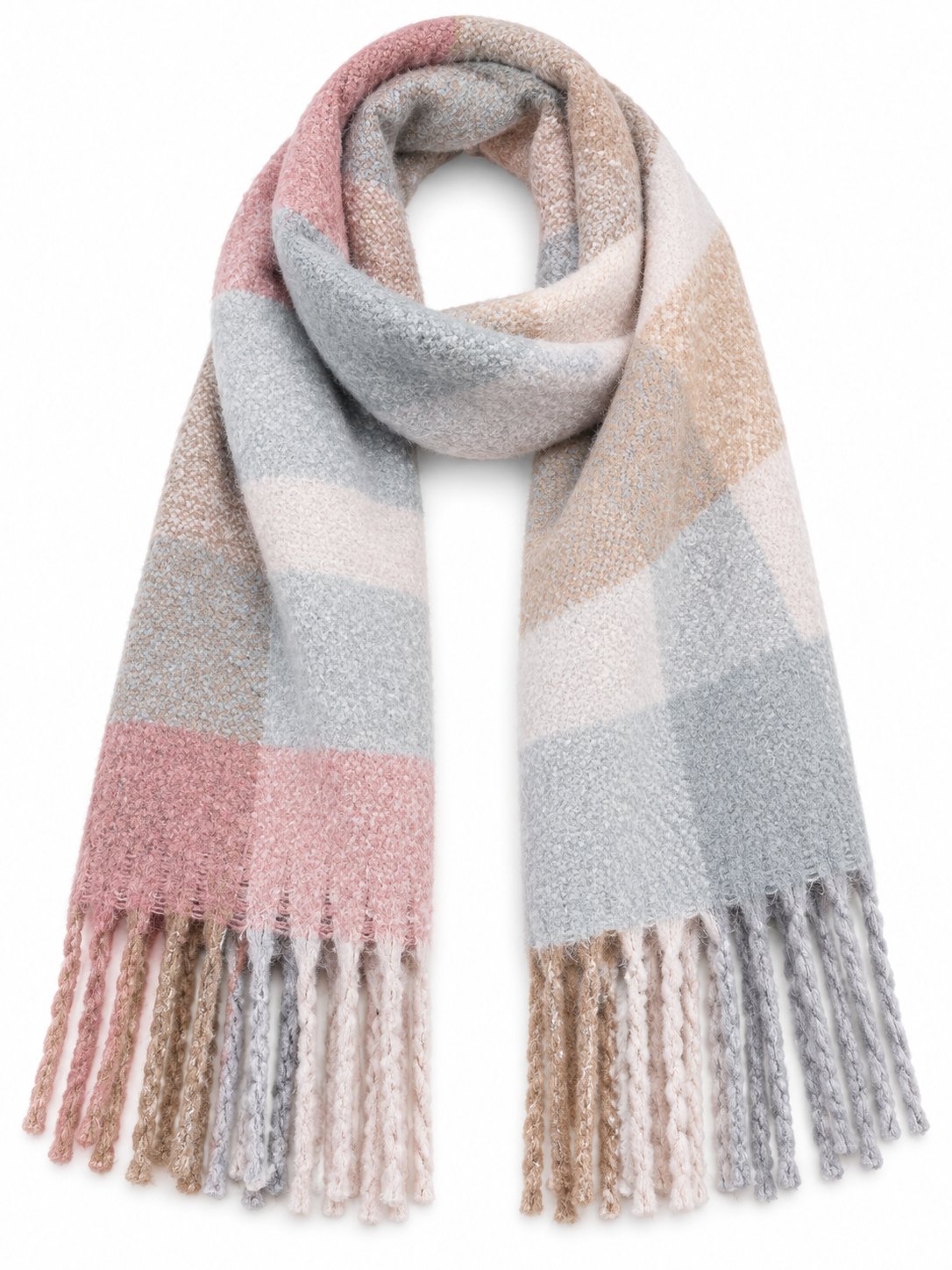 Sciarpa a quadri e texture bouclé — Maïwenn