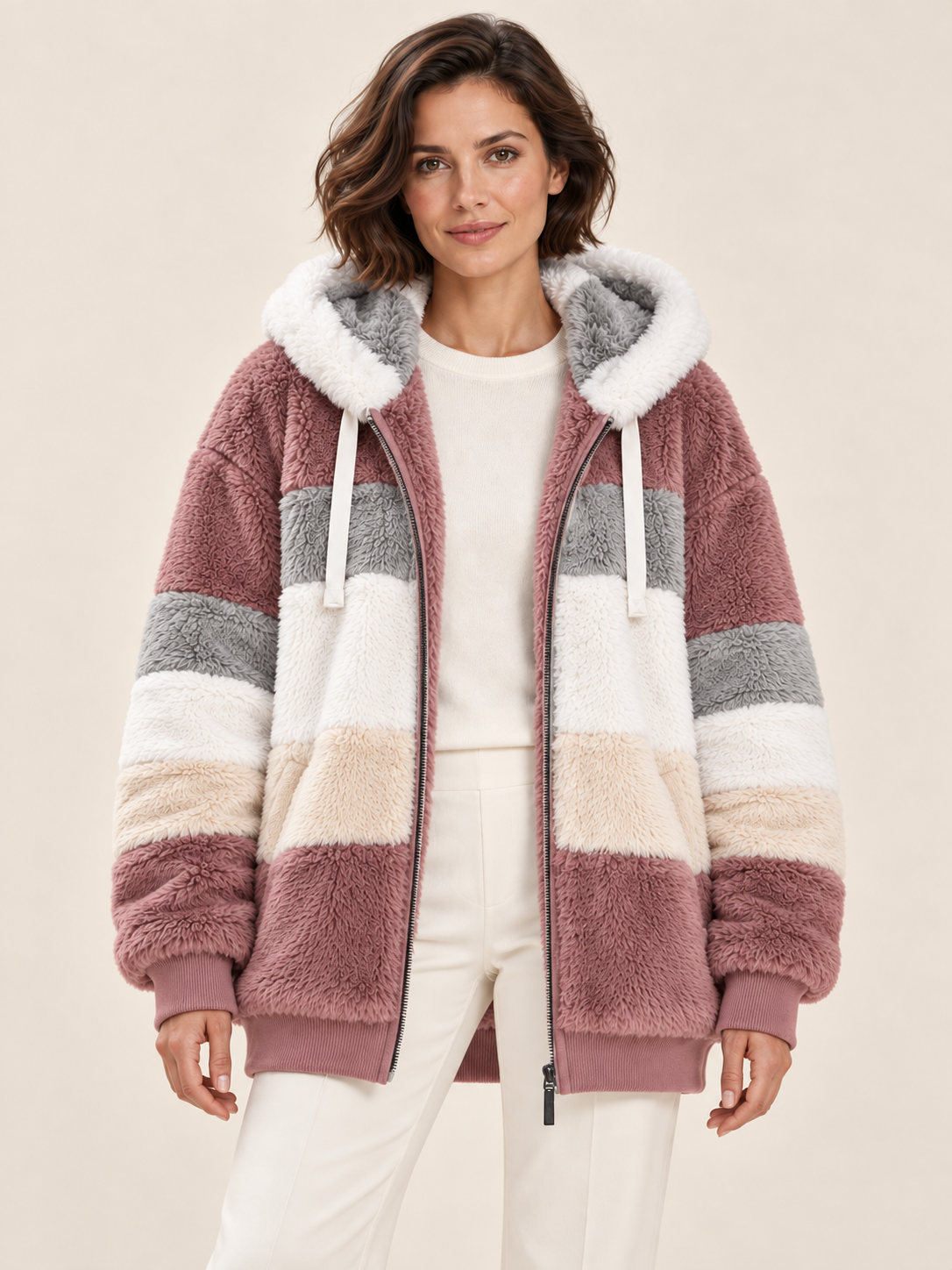 Veste à capuche aspect polaire — Célestine
