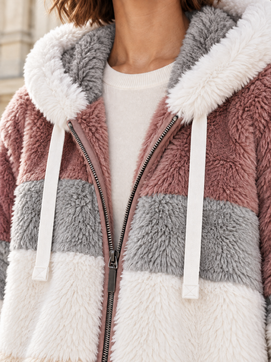 Veste à capuche aspect polaire — Célestine