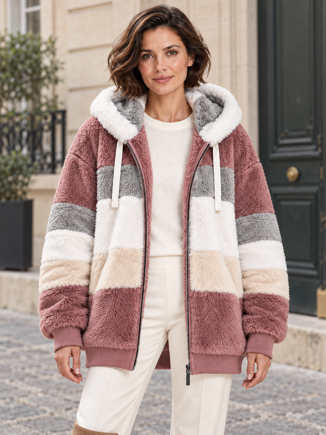 Veste à capuche aspect polaire — Célestine